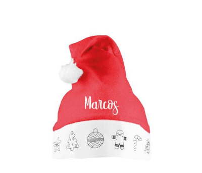 gorro para pintar papá noel con nombre personalizado